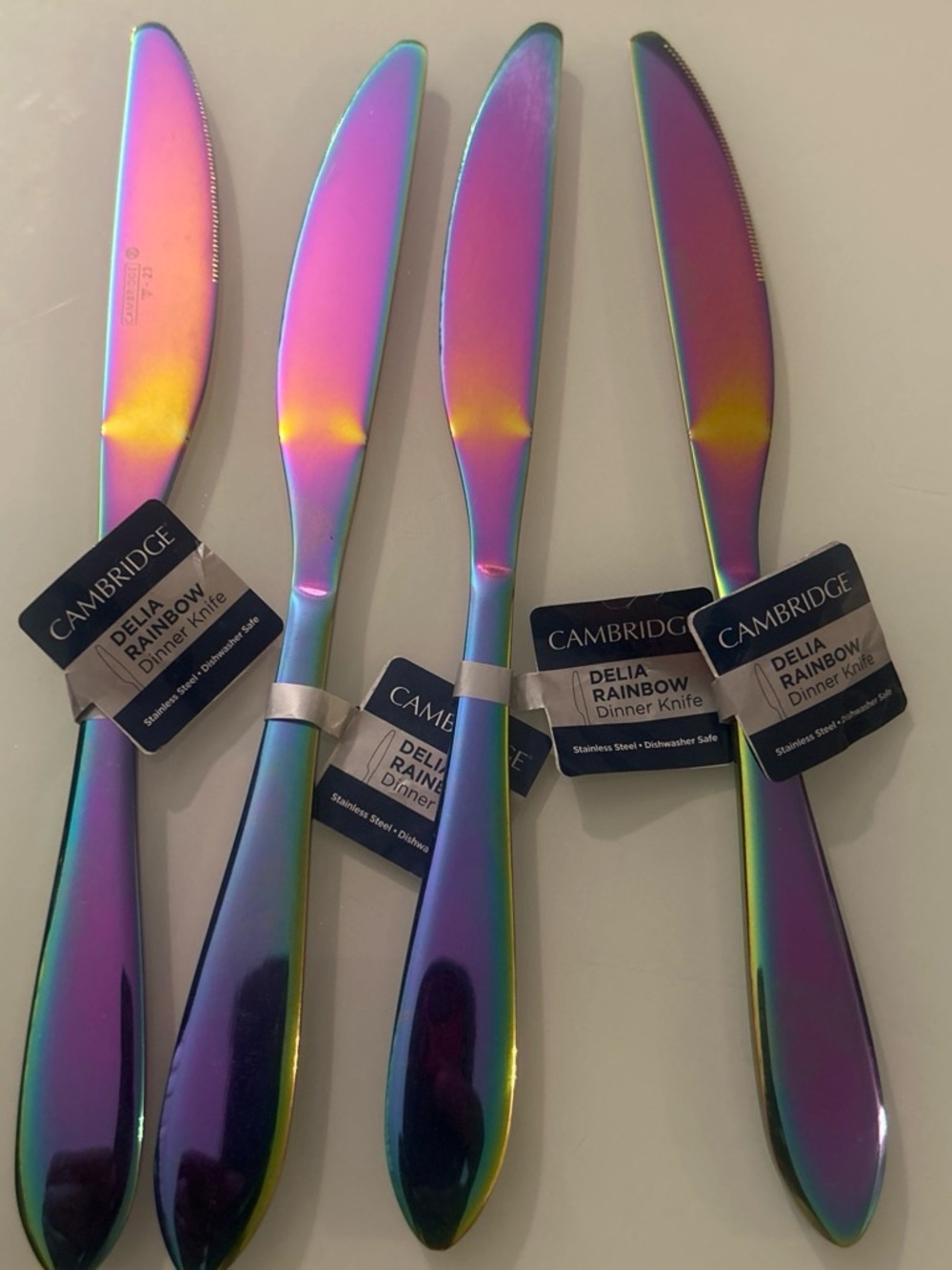 Delia Rainbow Stainless Steel Dinner Knives - Iridescent Purple/Blue